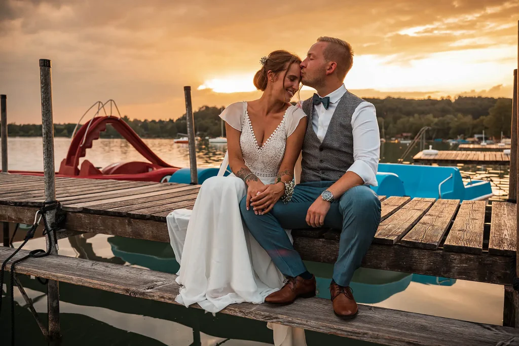Hochzeitspaar am Ammersee, Sonnenuntergang